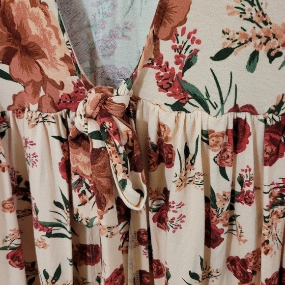 + Torrid peach floral tie front jersey knit baby doll jacket - Picture 6 of 11